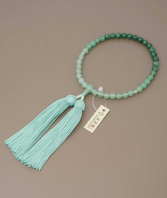 Indian Jade Juzu Bead Bracelet with Premium Silk Tassel - Kyoto Kanbe Juzu