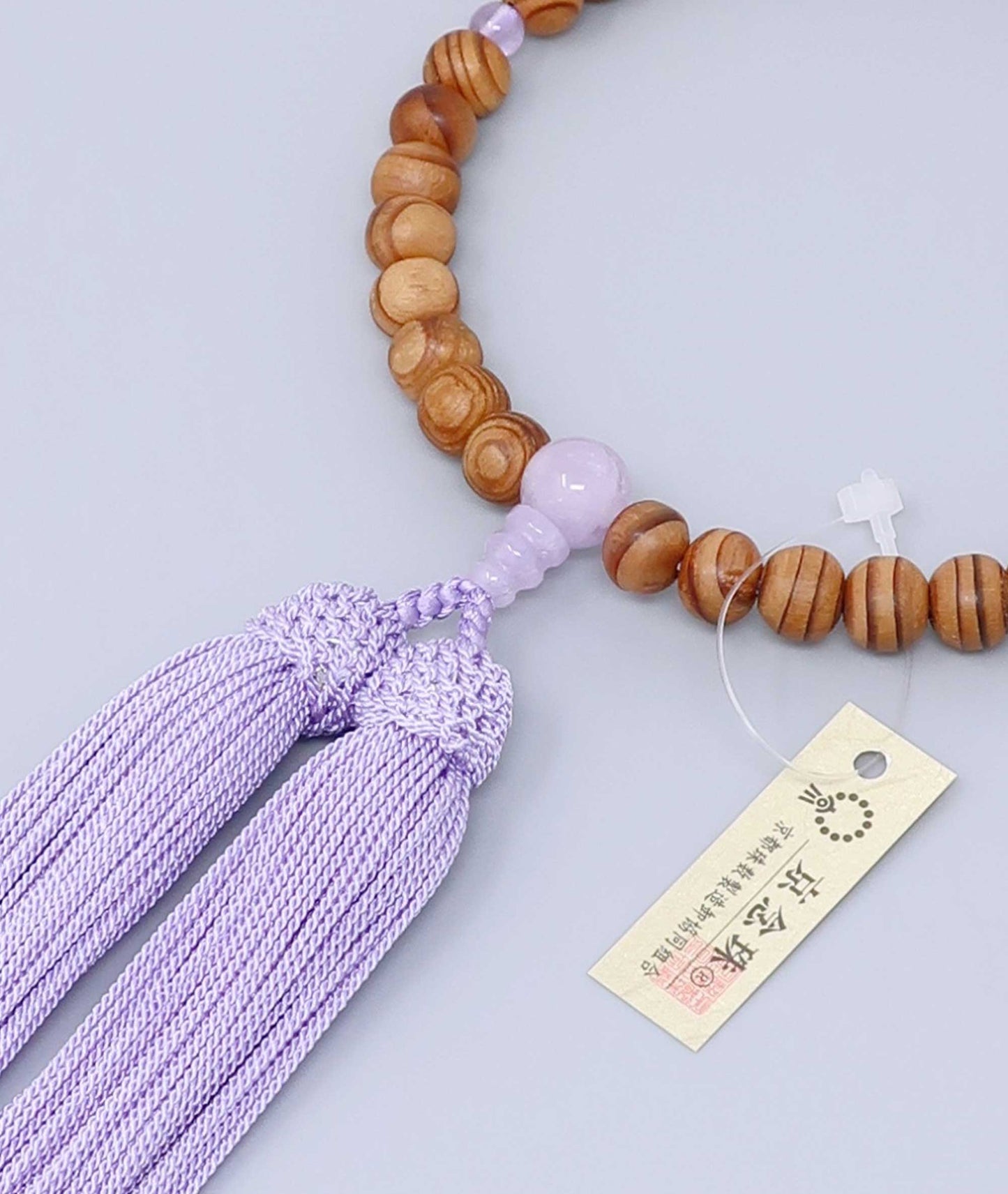 Yakusugi Wood Juzu Bead Bracelet - Amethyst Accents & Premium Silk Tassel - Kyoto Kanbe Juzu