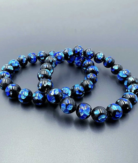 Blue Ryukyu Fluorite Prayer Bead Bracelet Natural Japanese Gemstone 10mm - Kyoto Kanbe Juzu