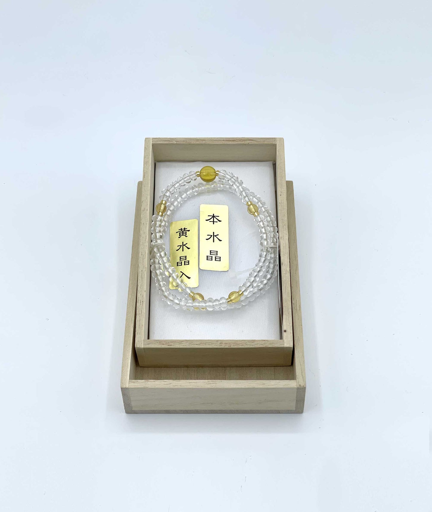 108 clear quartz bead Bracelet with Citrine