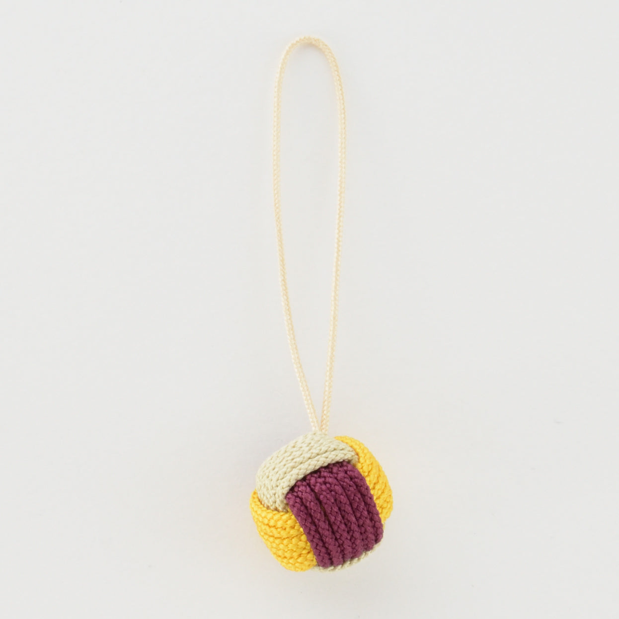 Pure Silk "Monkey's Fist" Braided Charm — Handcrafted in Kyoto