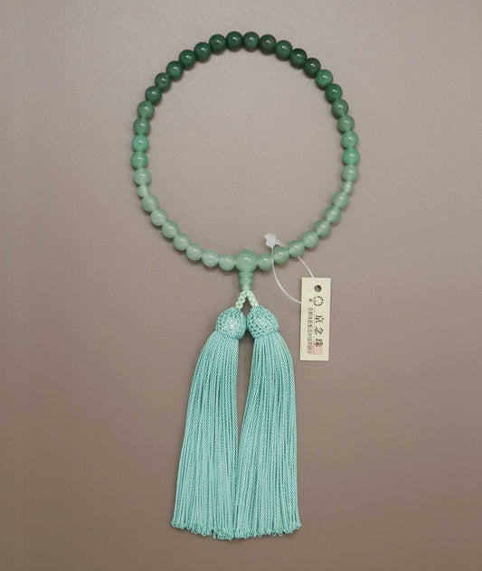 Indian Jade Juzu Bead Bracelet with Premium Silk Tassel - Kyoto Kanbe Juzu