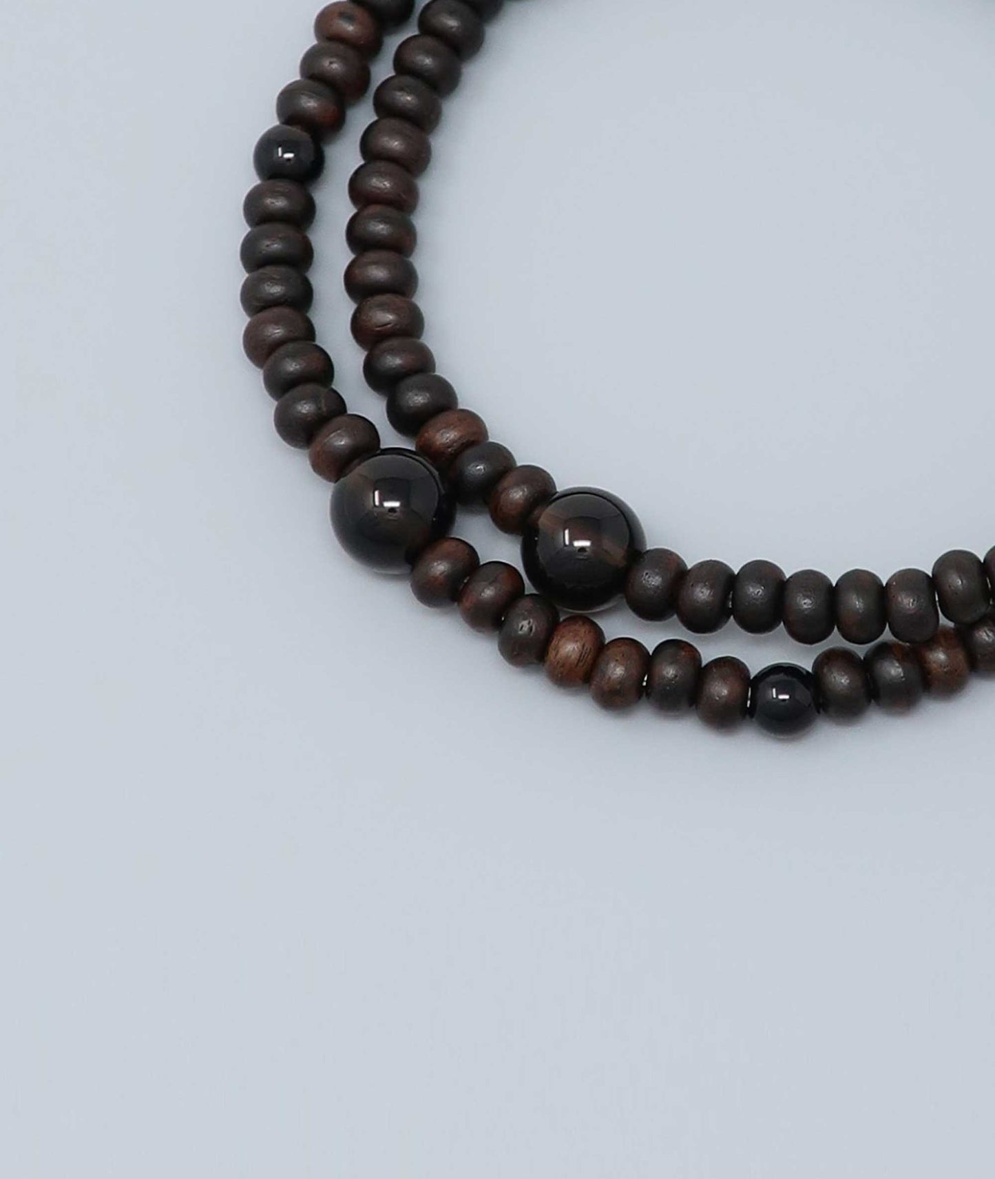 Striped Ebony 108 Bead Bracelet with Smoky Quartz Accent - Kyoto Kanbe Juzu