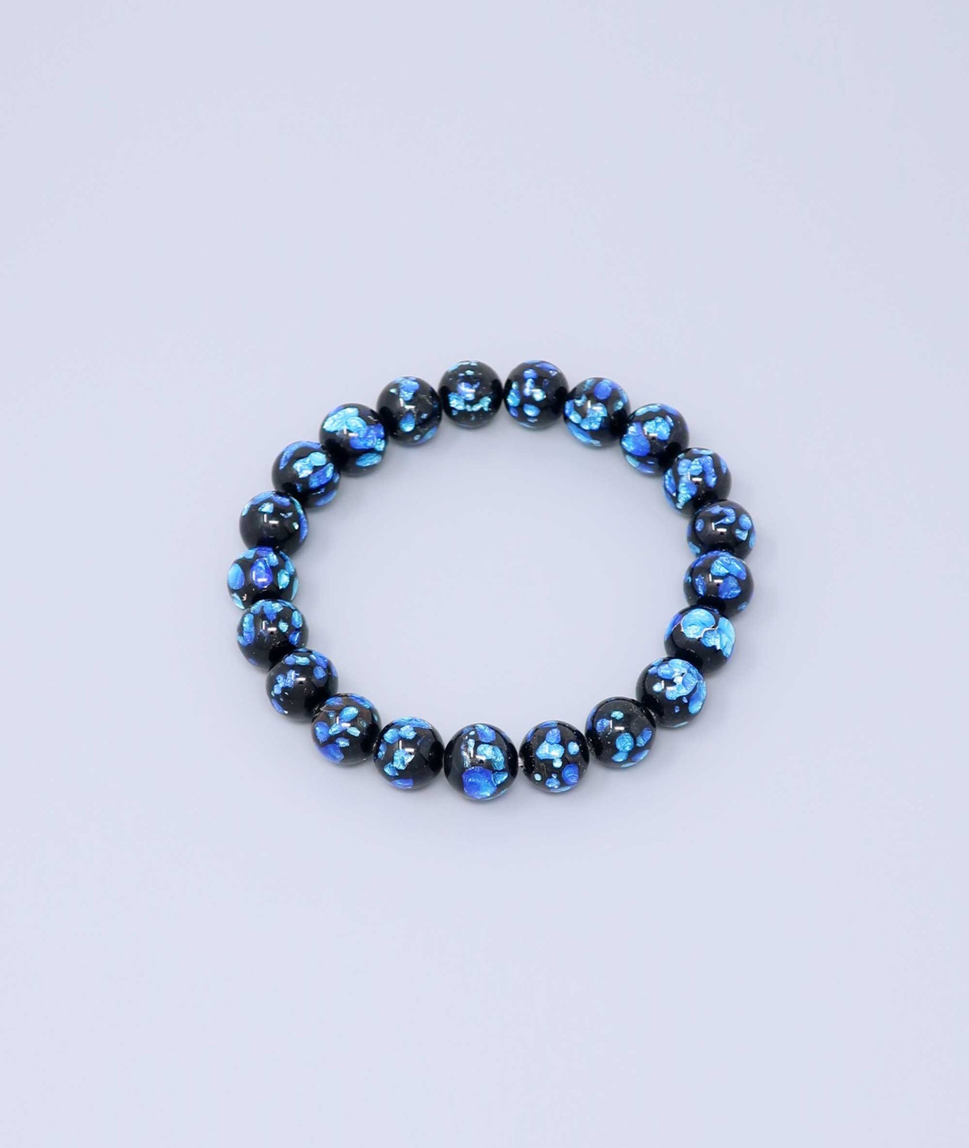 Blue Ryukyu Fluorite Prayer Bead Bracelet Natural Japanese Gemstone 10mm - Kyoto Kanbe Juzu