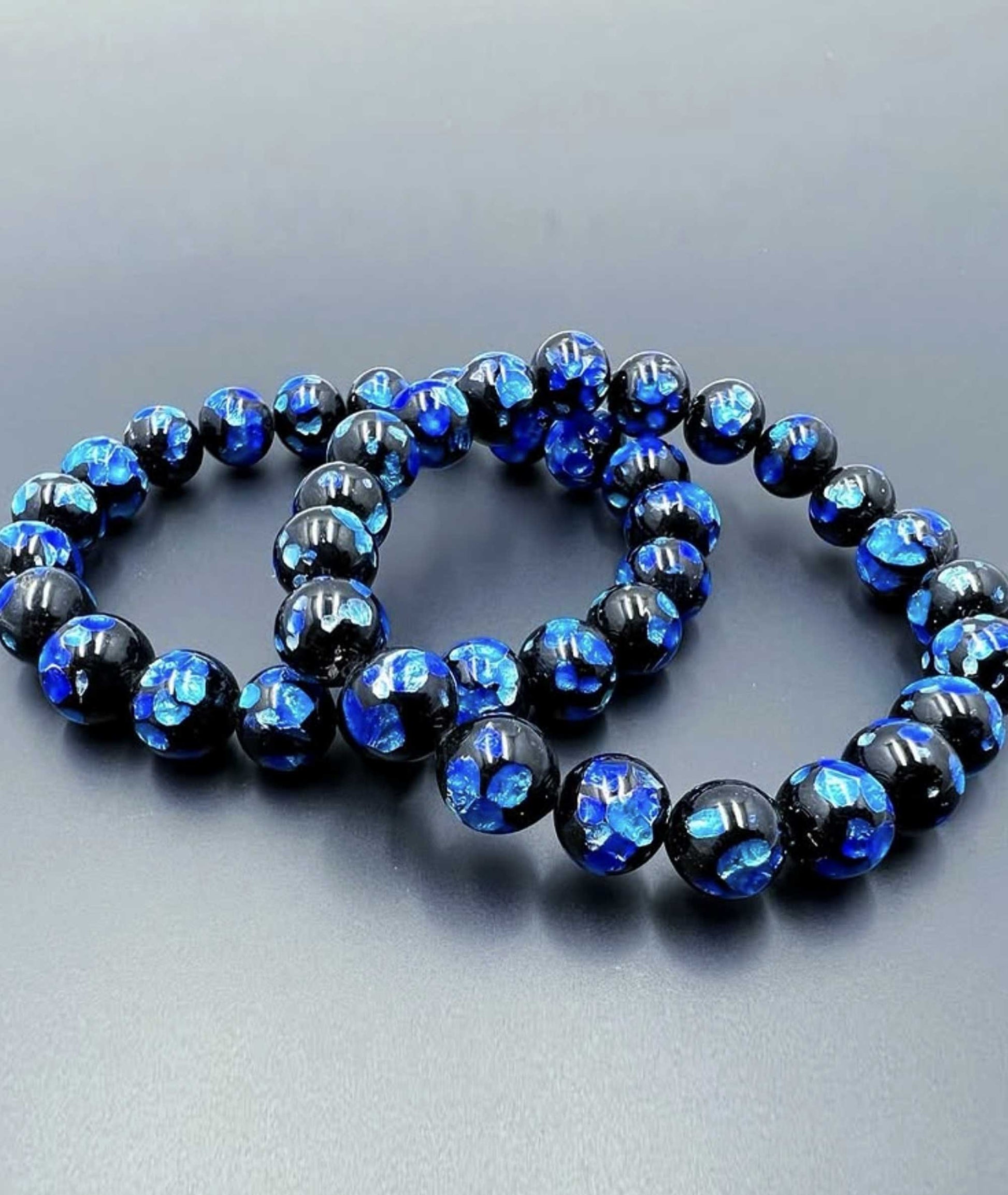 Blue Ryukyu Fluorite Prayer Bead Bracelet Natural Japanese Gemstone 10mm - Kyoto Kanbe Juzu