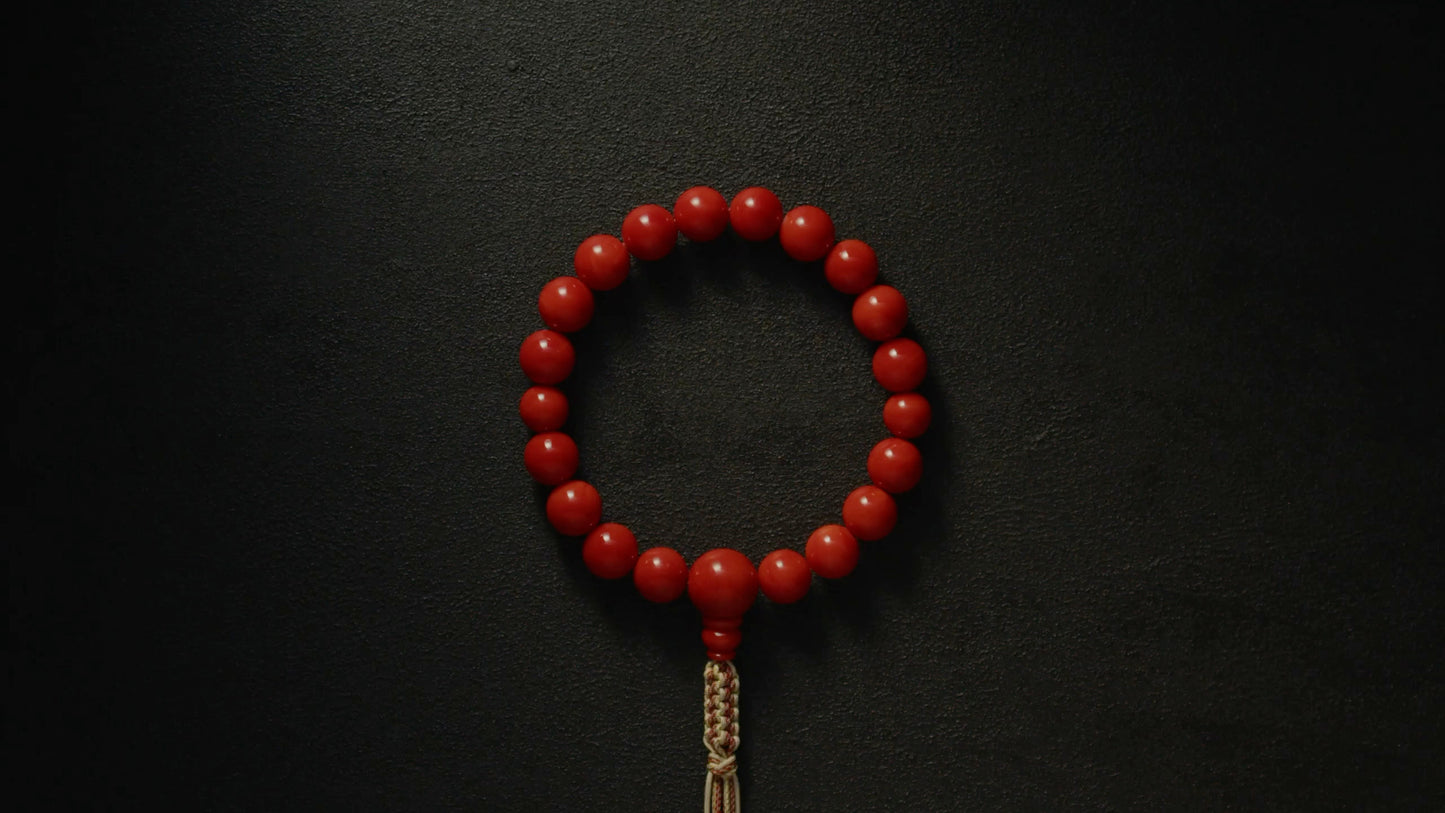 Natural Red Coral Juzu Bead Bracelet