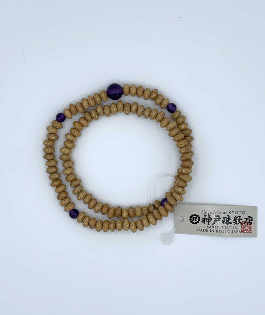 108 Bead Bodhi Seed Prayer Bead Bracelet with Amethyst - Kyoto Kanbe Juzu