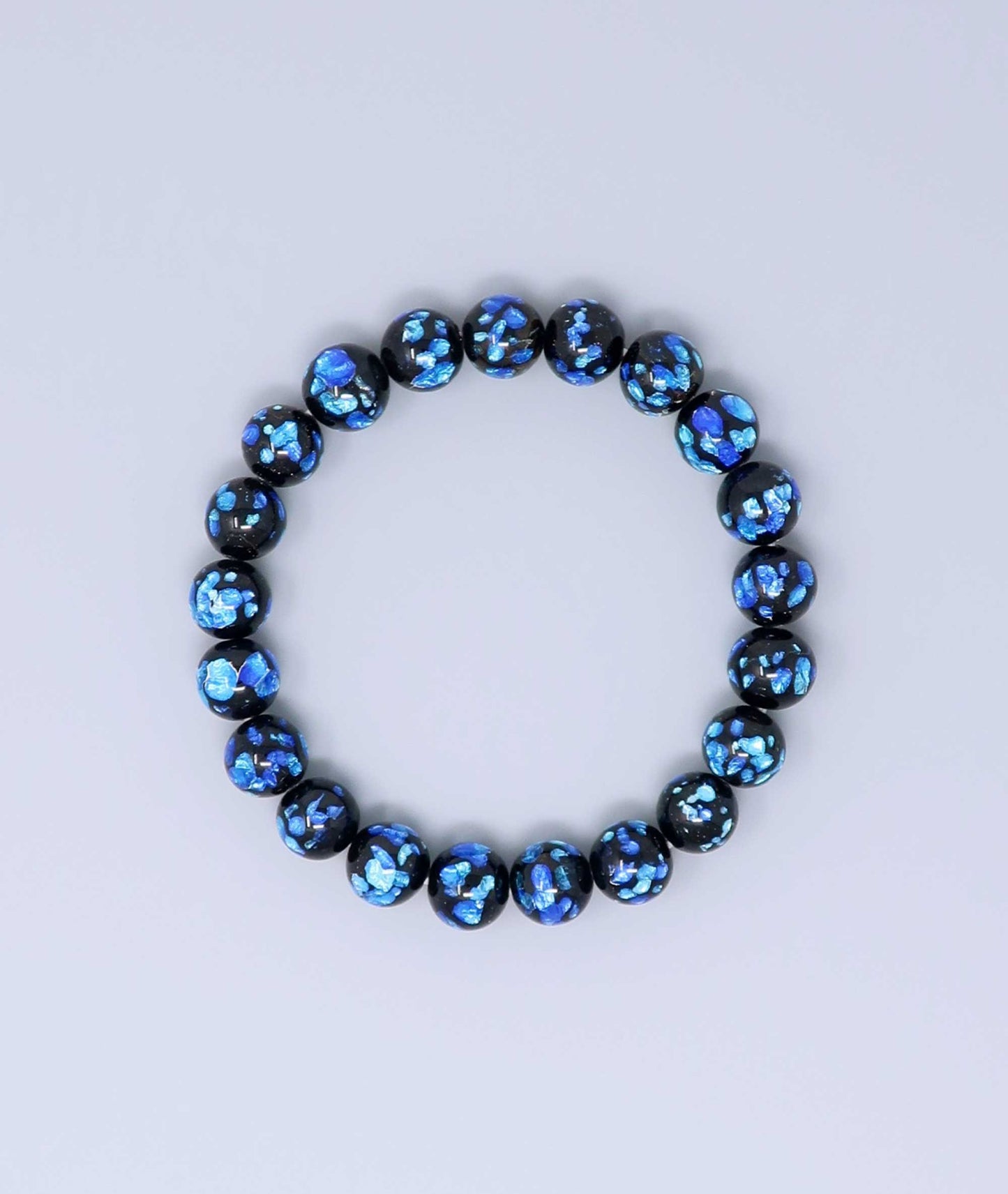 Okinawa Blue Firefly Artisan Glass Juzu Bead Bracelet