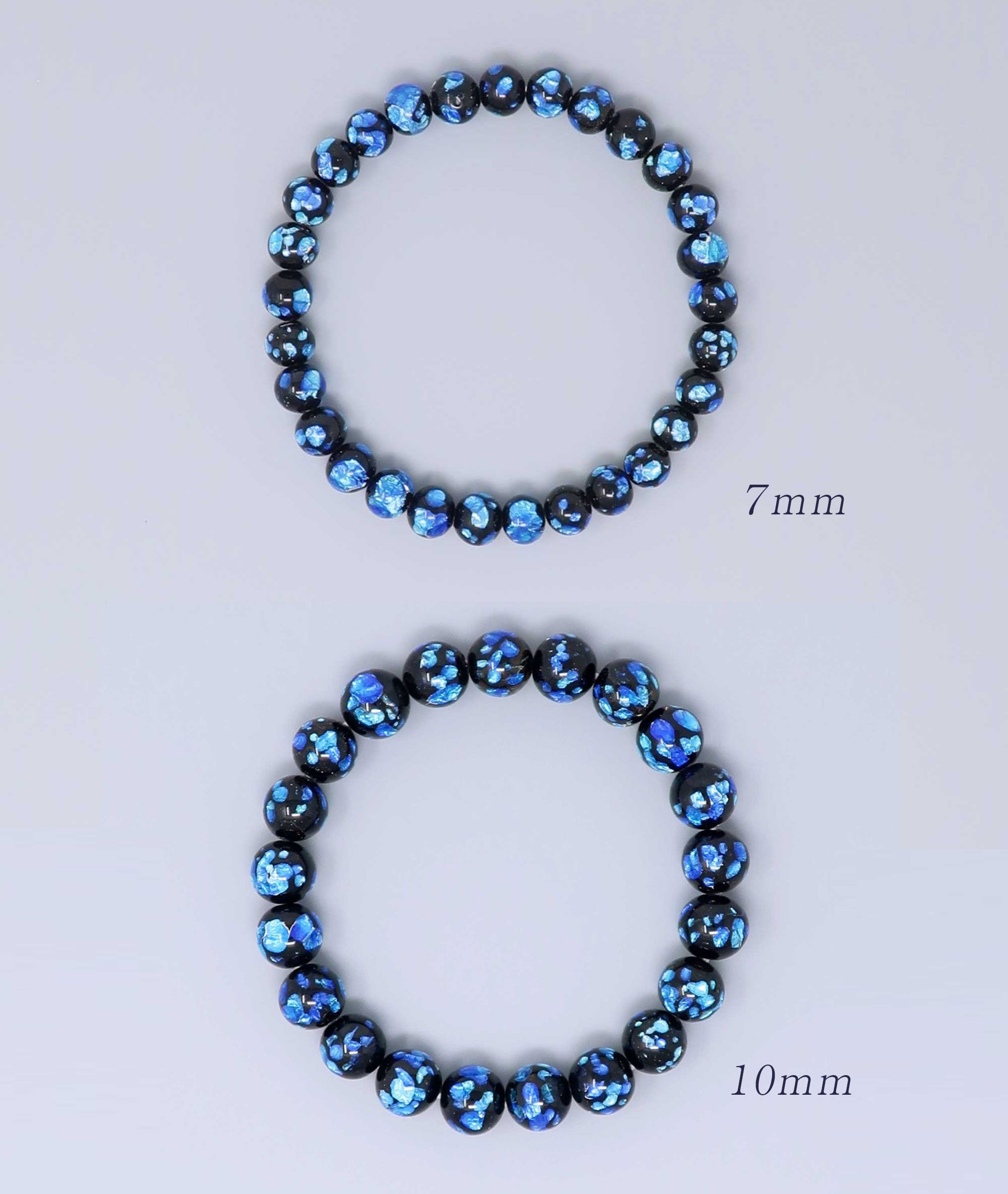 Okinawa Blue Firefly Artisan Glass Juzu Bead Bracelet – Kyoto