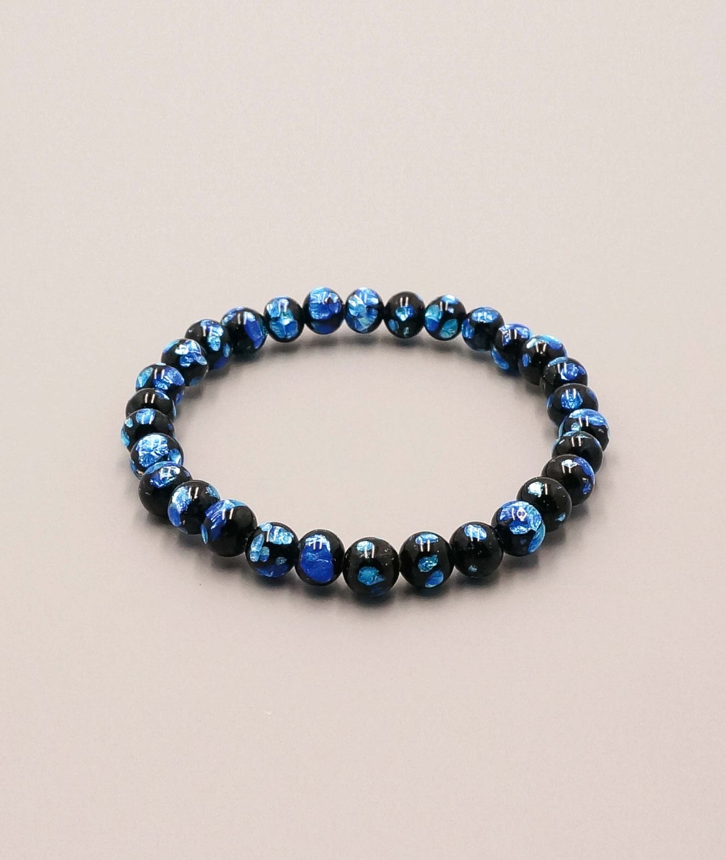 Okinawa Blue Firefly Artisan Glass Juzu Bead Bracelet 7mm - Kyoto Kanbe Juzu