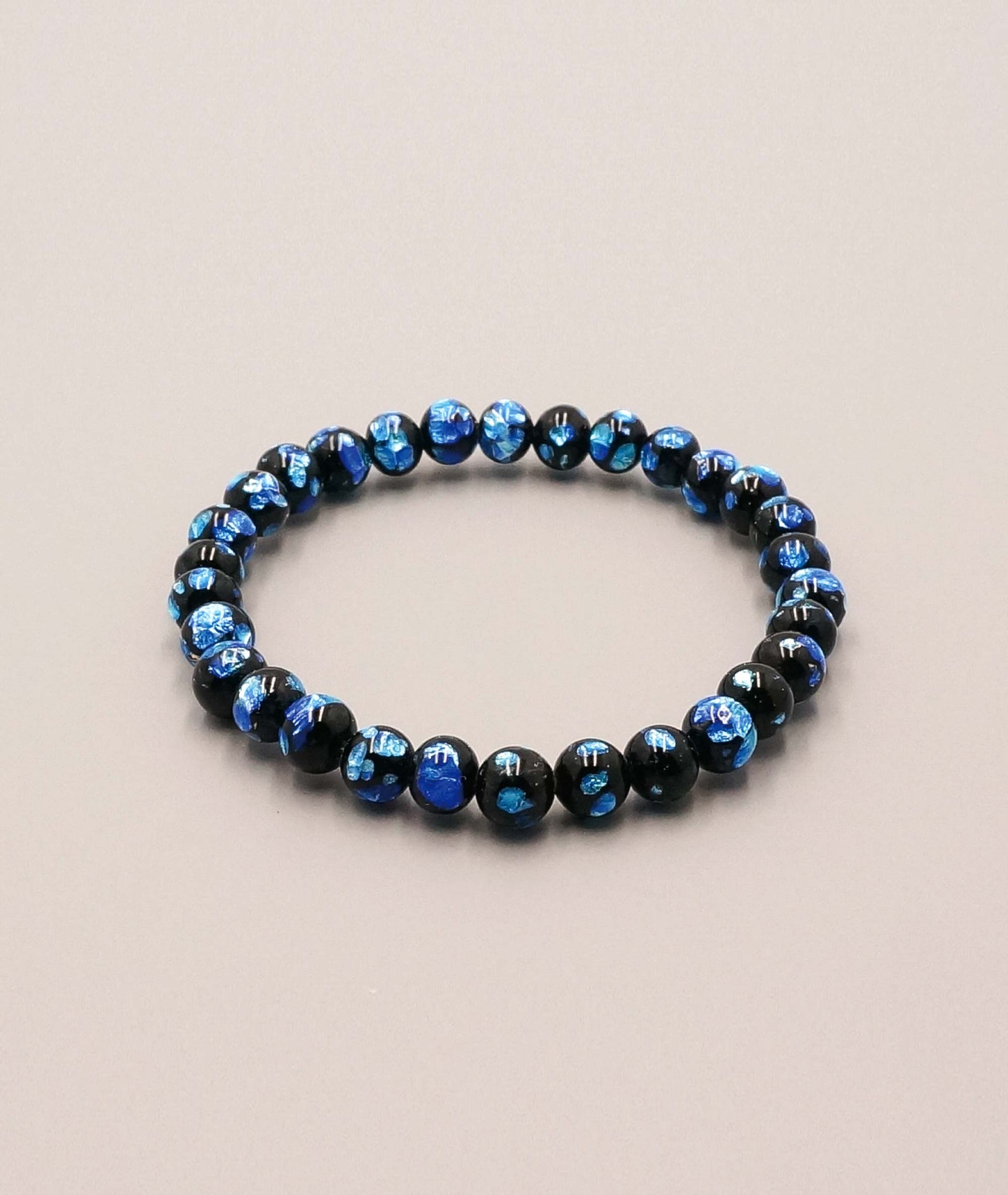 Okinawa Blue Firefly Artisan Glass Juzu Bead Bracelet 7mm - Kyoto Kanbe Juzu