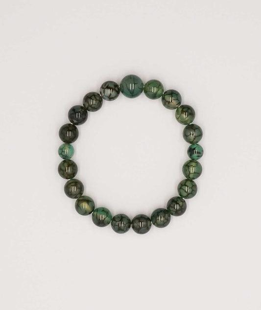 Green Dragon Vein Agate Juzu Bracelet – 10mm | Handcrafted in Kyoto - Kyoto Kanbe Juzu