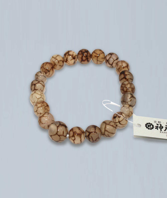 White Dragon Vein Agate Bead Bracelet - Kyoto Kanbe Juzu