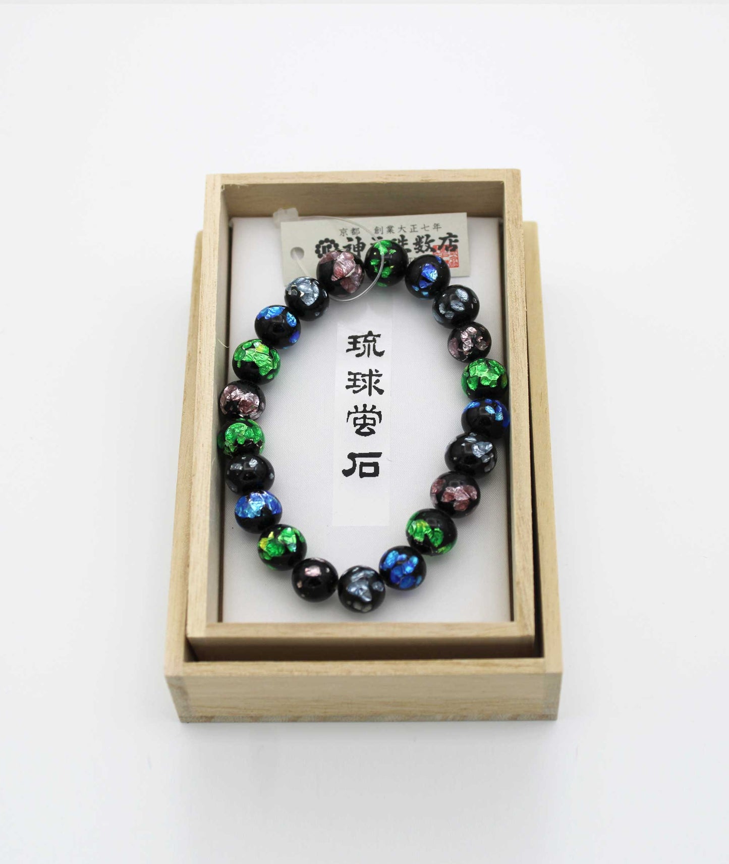 Multicolor Ryukyu Fluorite Prayer Bead Bracelet Natural Japanese Gemstone 10mm - Kyoto Kanbe Juzu