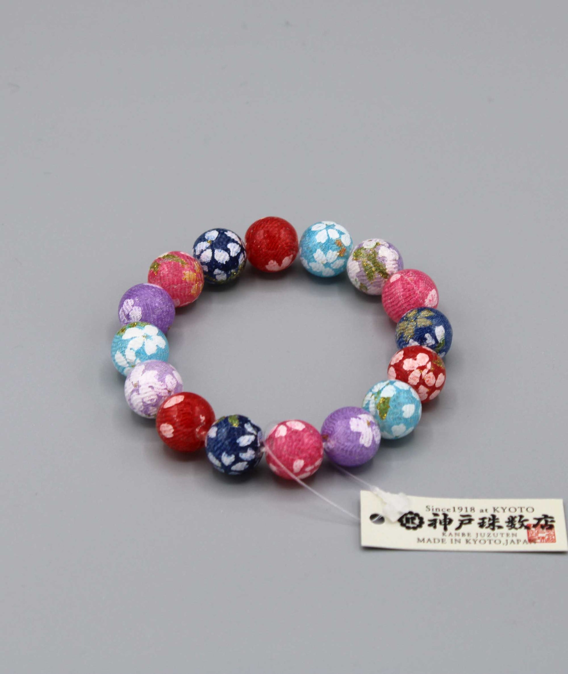 Chirimen Prayer Bead Bracelet - Japanese Kimono Textile 11mm - Kyoyo Kanbe Juzu