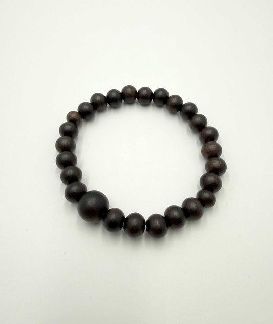 Striped Ebony Matte Black Bead Bracelet 7mm - Kyoyo Kanbe Juzu
