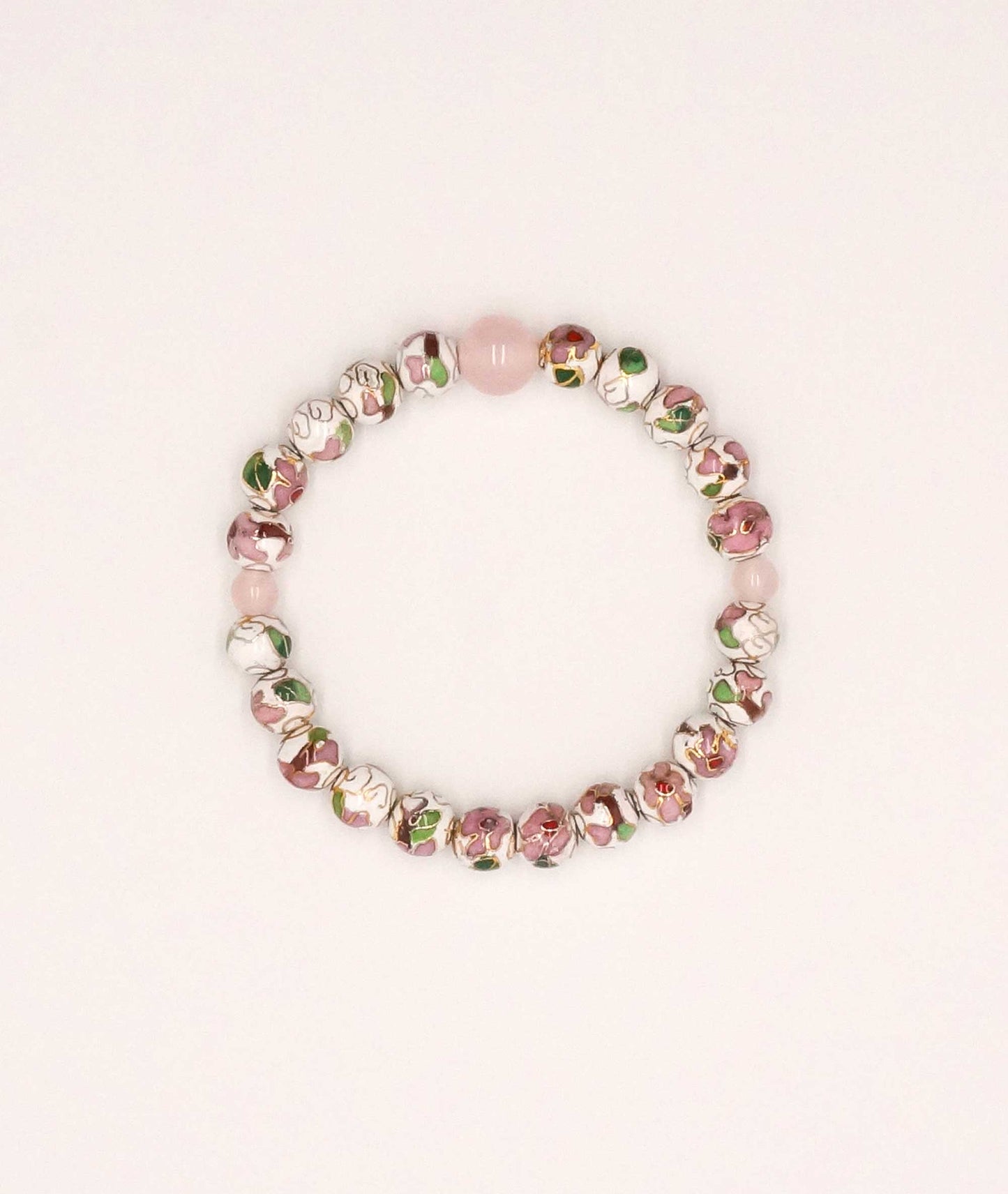 Cloisonné Enamel Bead Bracelet with Quartz - Japanese Shippou-yaki - Kyoto Kanbe Juzu