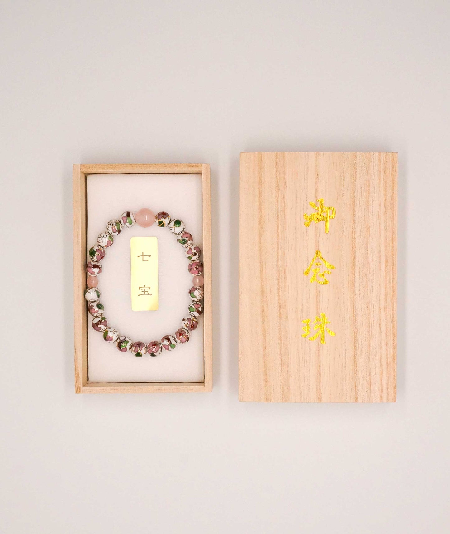 Cloisonné Enamel Bead Bracelet with Quartz - Japanese Shippou-yaki - Kyoto Kanbe Juzu