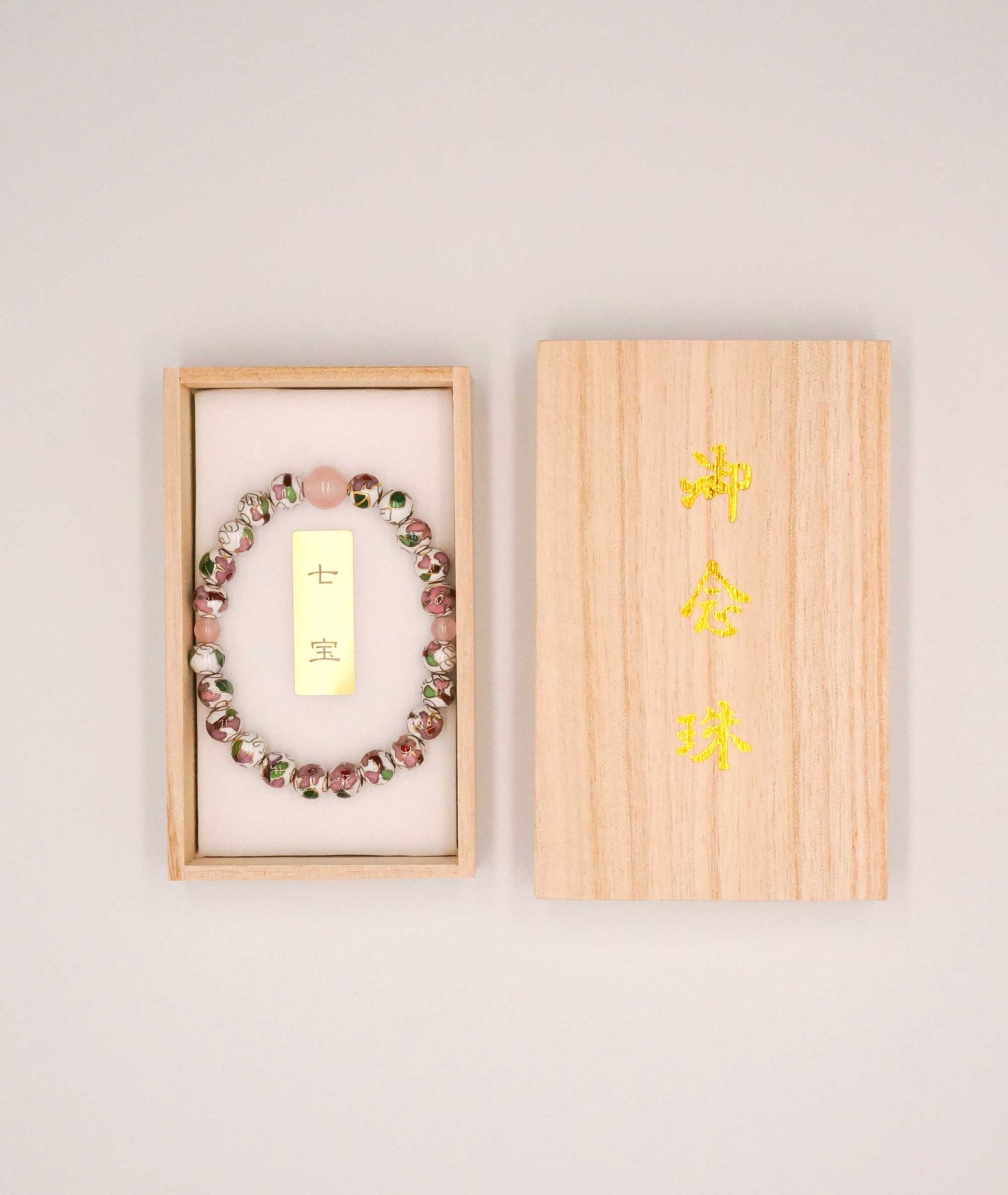 Cloisonné Enamel Bead Bracelet with Quartz - Japanese Shippou-yaki - Kyoto Kanbe Juzu