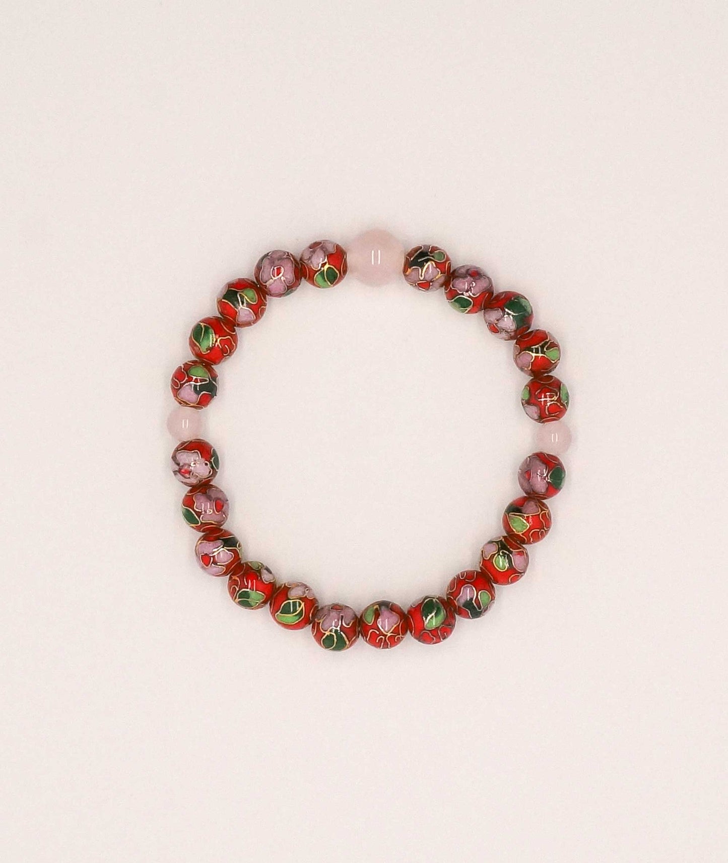 Cloisonné Enamel Bead Bracelet with Quartz - Japanese Shippou-yaki - Kyoto Kanbe Juzu