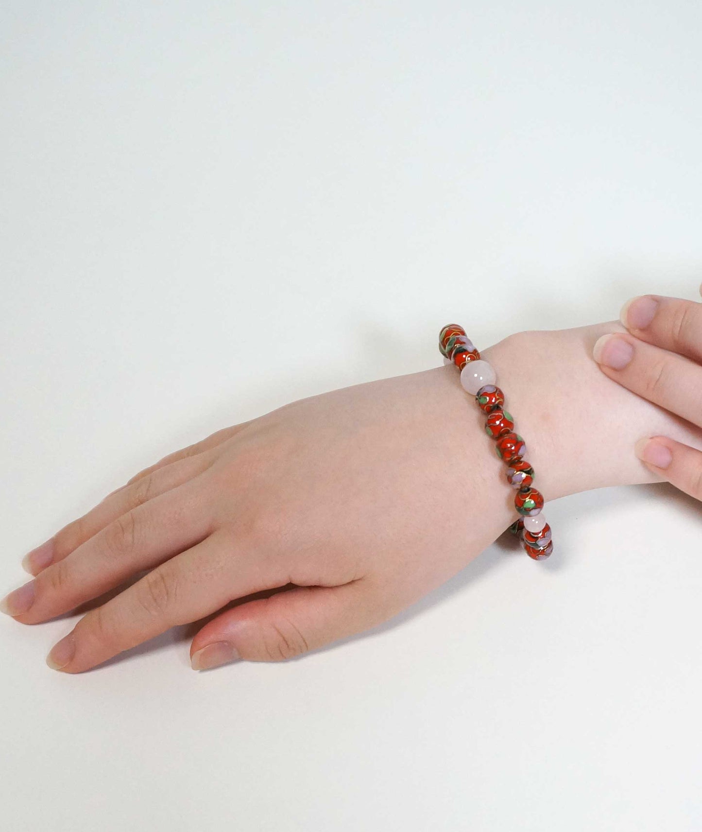 Cloisonné Enamel Bead Bracelet with Quartz - Japanese Shippou-yaki - Kyoto Kanbe Juzu