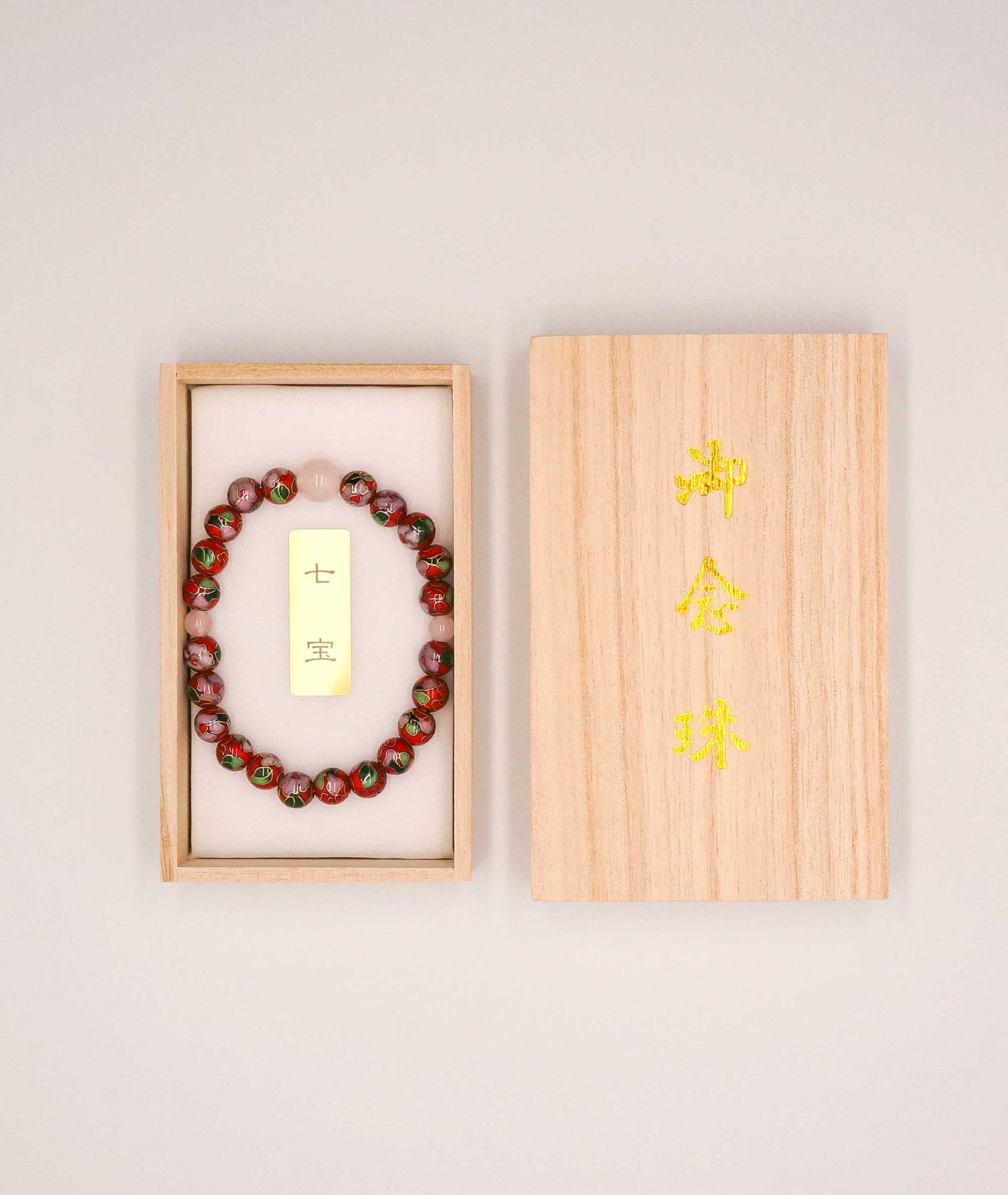 Cloisonné Enamel Bead Bracelet with Quartz - Japanese Shippou-yaki - Kyoto Kanbe Juzu