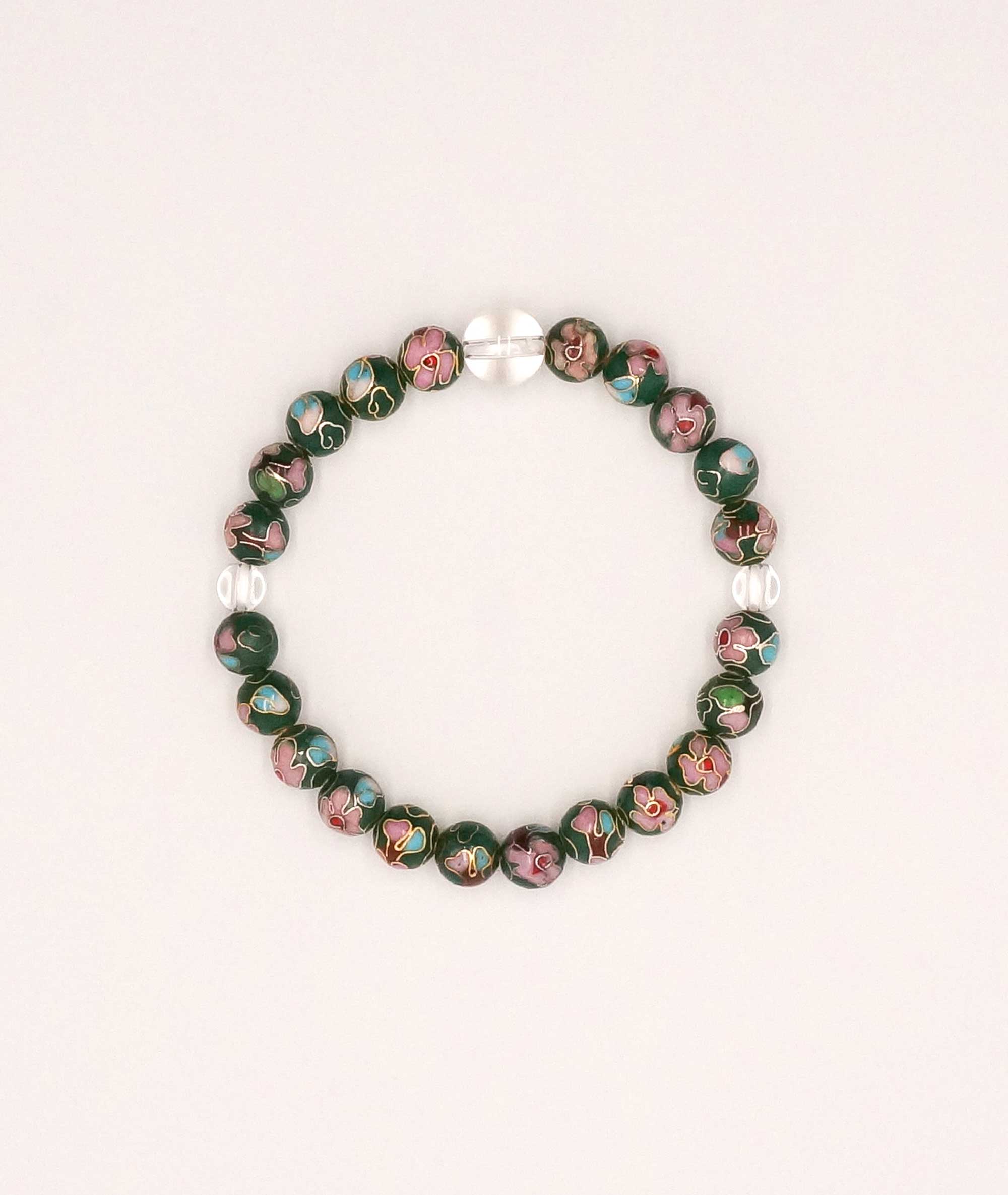 Cloisonné Enamel Bead Bracelet with Quartz - Japanese Shippou-yaki